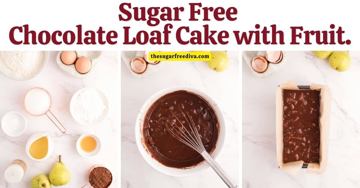 Sugar Free Chocolate Loaf Cake , a simple and delicious dessert recipe made with no added sugar. Optional chocolate glaze topping. 