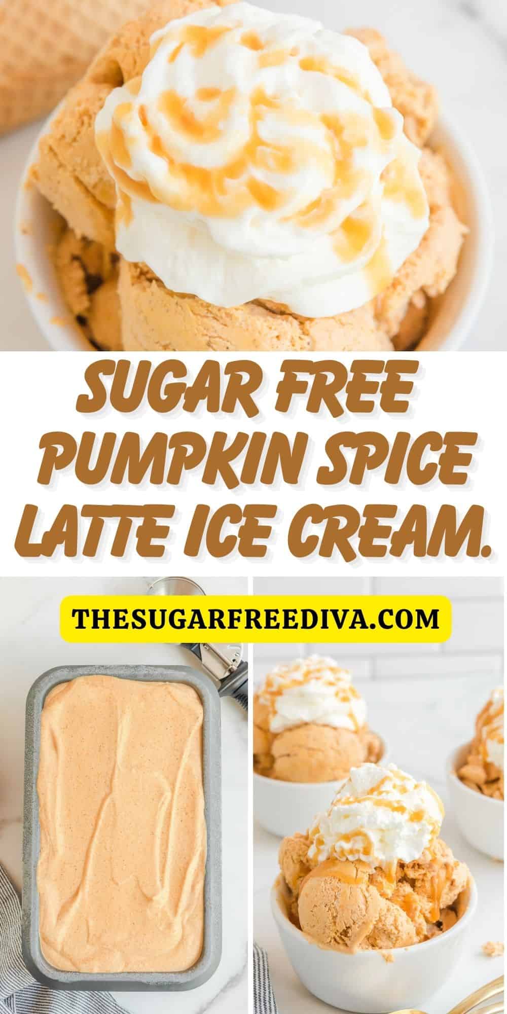 Sugar Free Pumpkin Spice Latte Ice Cream, a simple and delicious  no churn frozen dessert recipe made with no added sugar.