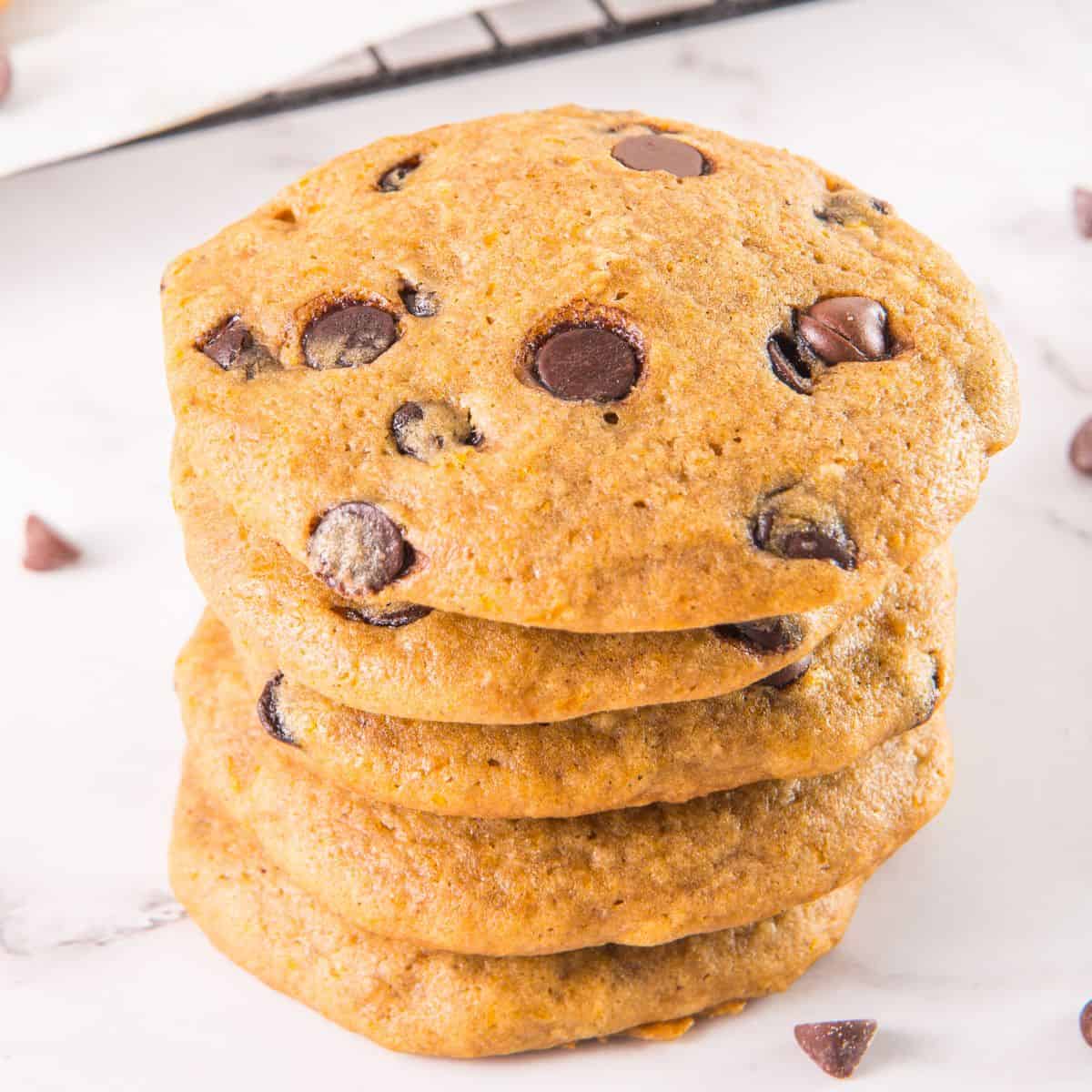 Sugar Free Pumpkin Chocolate Chip Cookies, a delicious dessert or snack recipe made for soft and chewy cookies made with no added sugar. Keto Low Carb Option.