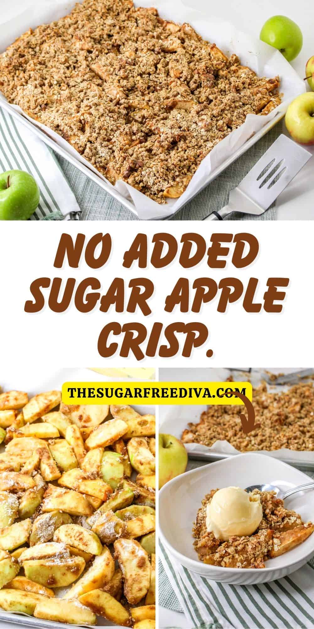 No Added Sugar Apple Crisp. An easy and healthier delicious apple dessert recipe made with fresh apples and oats baked on a sheet pan.