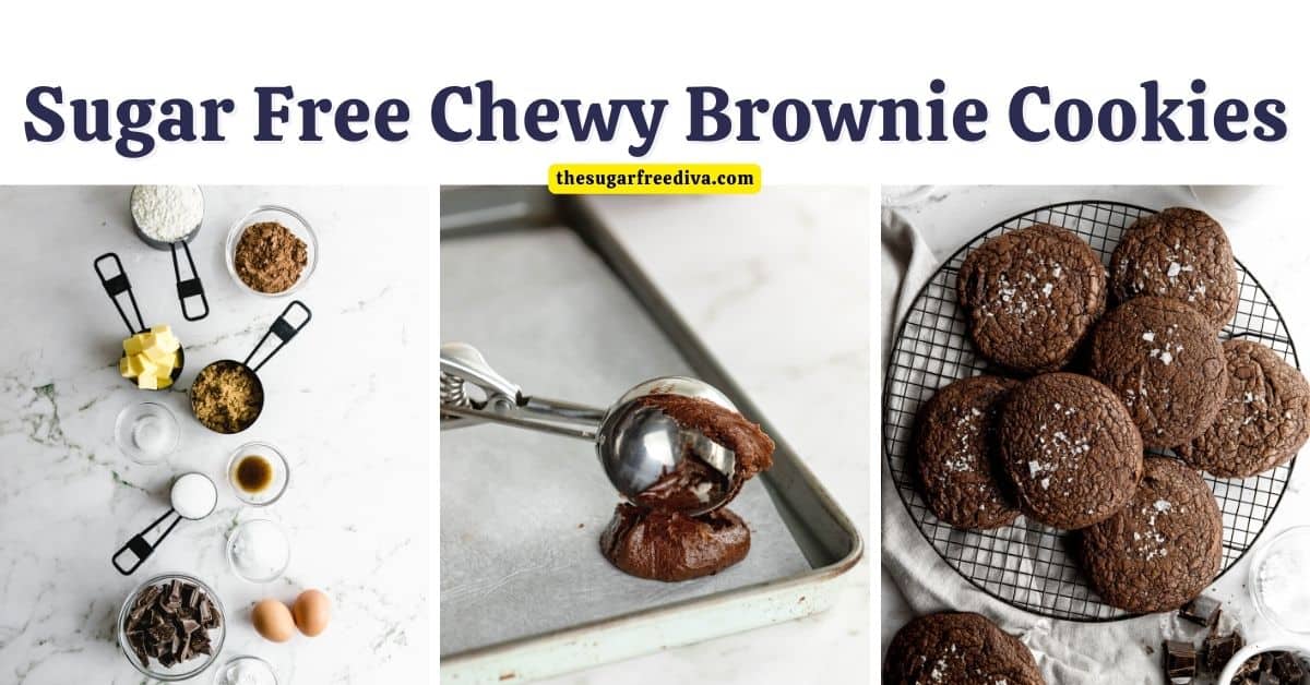 Sugar Free Chewy Brownie Cookies, a simple and delicious dessert or snack recipe featuring fudgy brownies in a chewy cookie. LC Keto