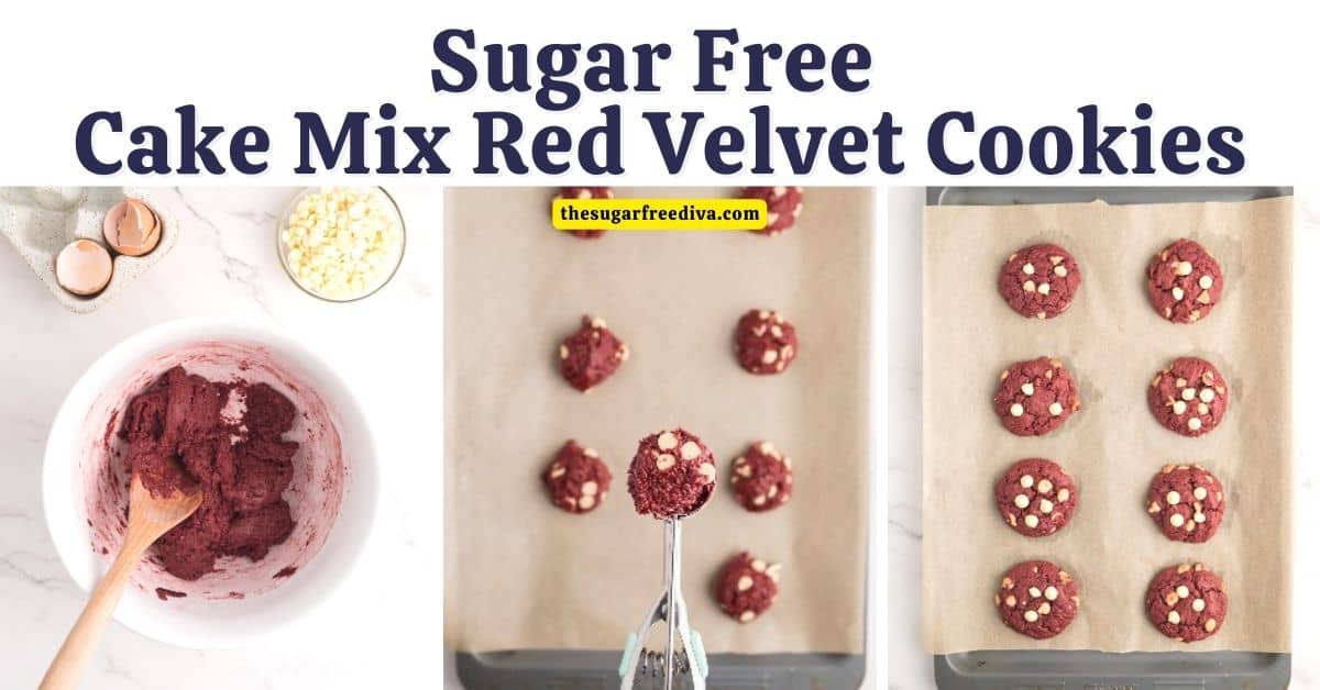Sugar Free Cake Mix Red Velvet Cookies, a simple and delicious five ingredient dessert or snack recipe made with no added sugar. Keto | LC.