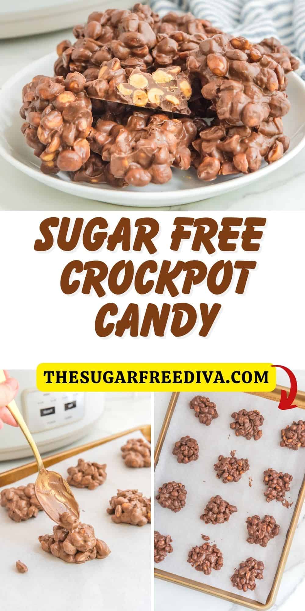 Sugar Free Crockpot Candy, an easy and delicious slow cooker snack or treat recipe made with 5 ingredients and no added sugar. low carb.