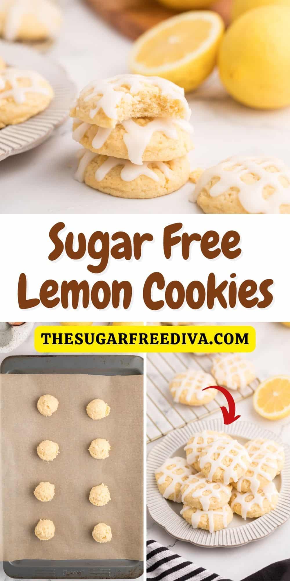 Sugar Free Lemon Cookies, a simple and delicious recipe for buttery soft cookies made with no added sugar. Optional sugar free glaze.