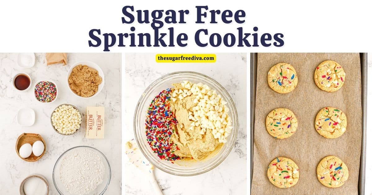 Sugar Free Sprinkle Cookies, a simple and delicious funfetti inspired recipe made with pudding mix and no added sugar. 
