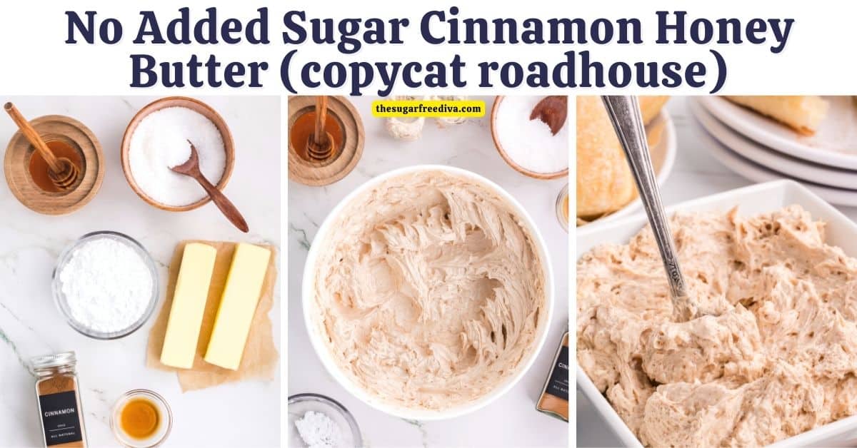 No Added Sugar Cinnamon Honey Butter (copycat roadhouse), a simple and delicious recipe for flavorful sugar free whipped butter.