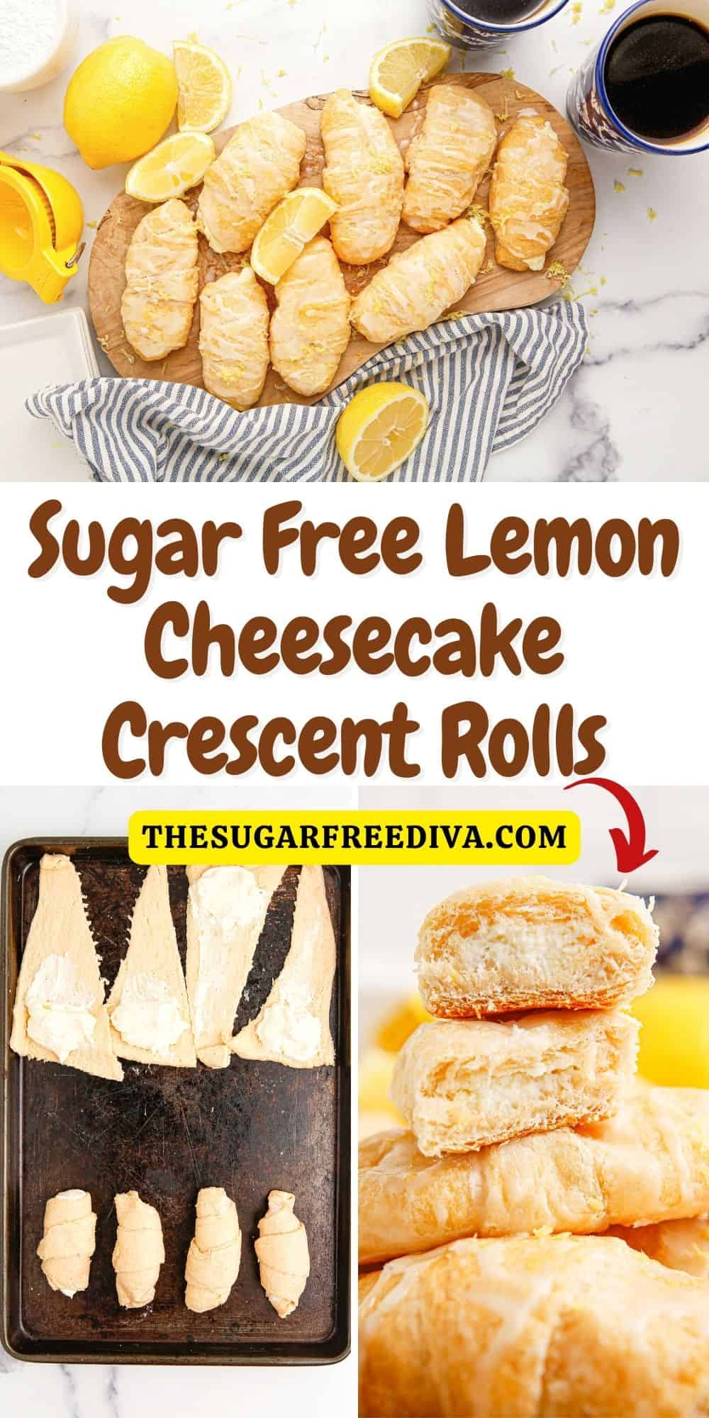 Sugar Free Lemon Cheesecake Crescent Rolls, a quick and easy breakfast or brunch recipe made with refrigerated dough in less than 30 minutes.