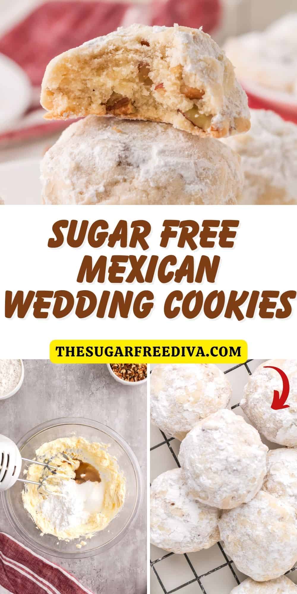 Sugar Free Mexican Wedding Cookies, a simple and delicious dessert recipe featuring a crunchy buttery cookie coated in powdered sugar.