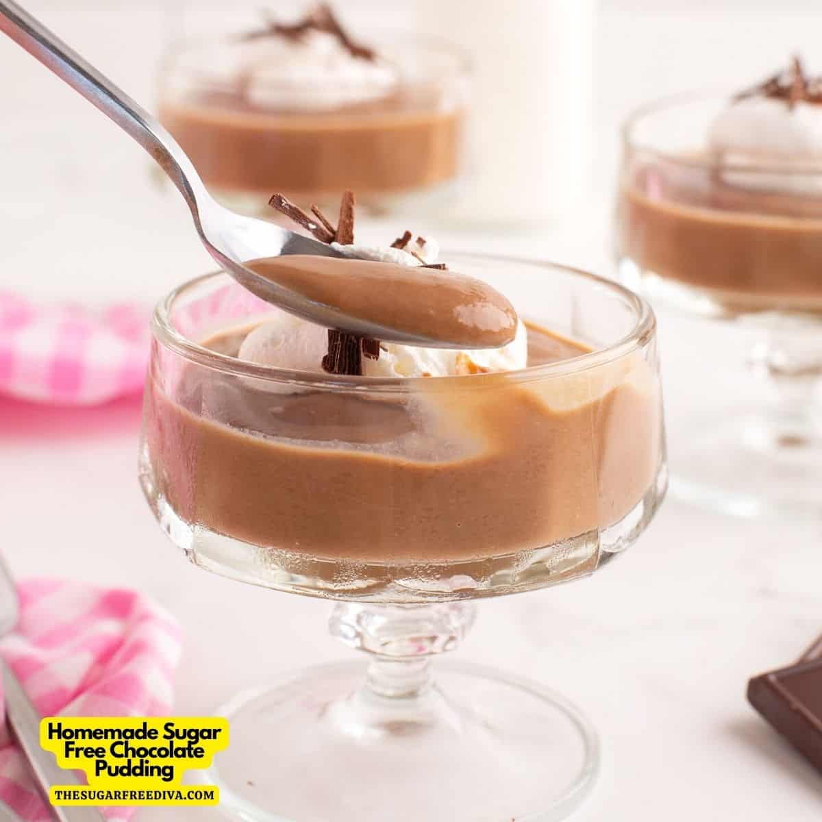 Homemade Sugar Free Chocolate Pudding, a simple, delicious and easy recipe made from scratch in about 20 minutes, with no added sugar.