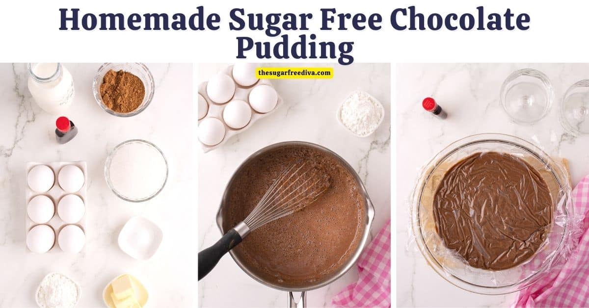 Homemade Sugar Free Chocolate Pudding, a simple, delicious and easy recipe made from scratch in about 20 minutes, with no added sugar.