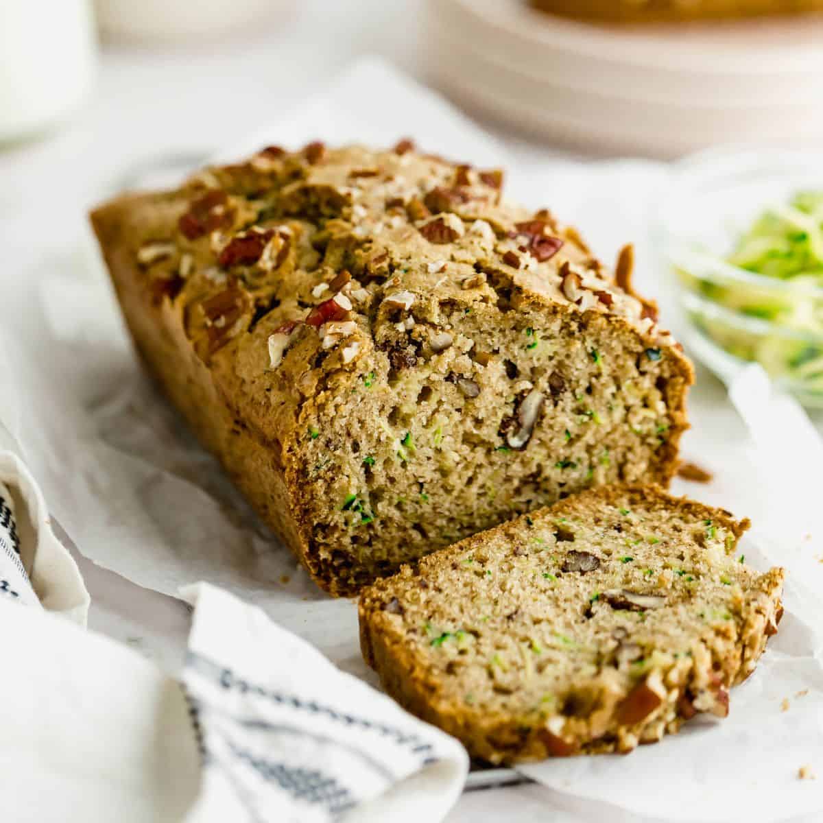 Sugar free homemade zucchini bread, a simple delicious and flavorful dessert, snack or breakfast recipe made with no added sugar. Low Carb GF option. Video 