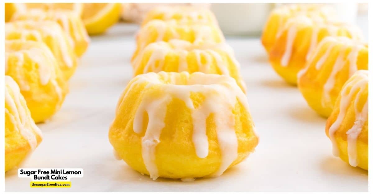 Sugar Free Mini Lemon Bundt Cakes, a simple recipe for a delicious dessert made with cake mix, pudding, ano added sugar.