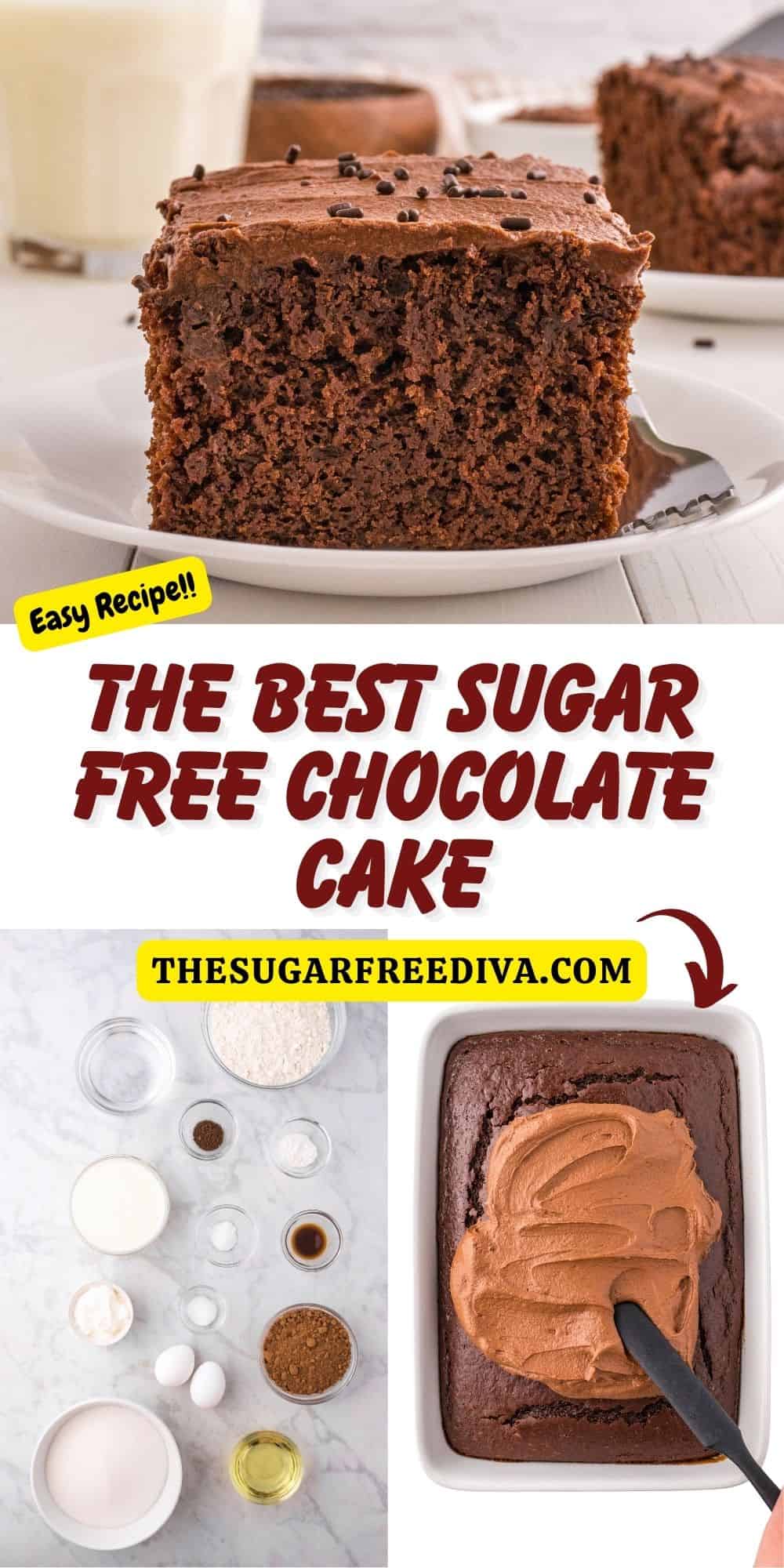 The Best Sugar Free Chocolate Cake, a moist and tender cake dessert recipe featuring a deep chocolate flavor and no added sugar.