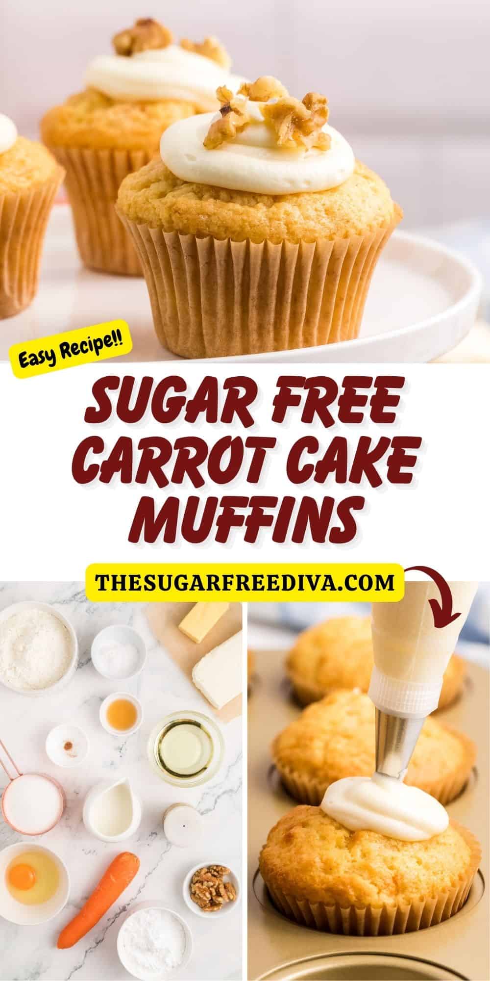 Sugar Free Carrot Cake Muffins, a simple and delicious breakfast, brunch, or snack recipe made with carrots and no added sugar. 