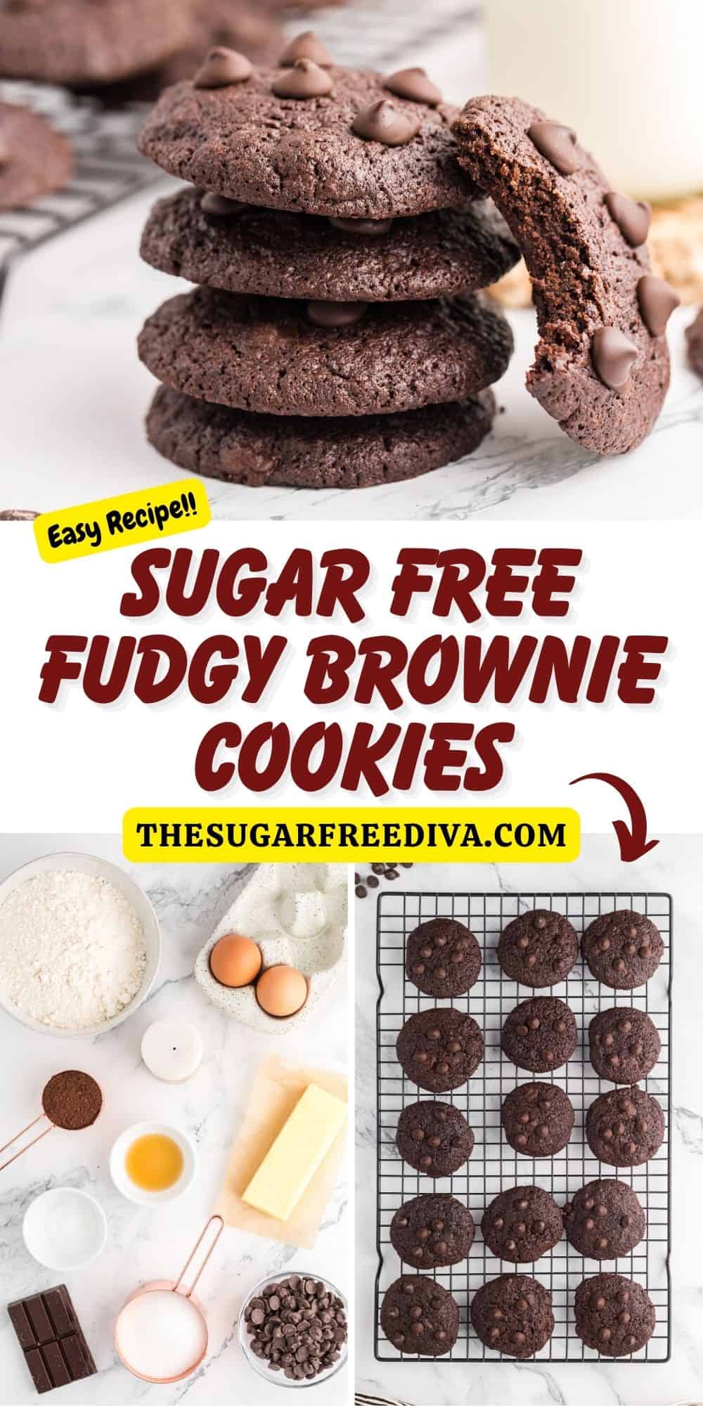 Sugar Free Fudgy Brownie Cookies, a simple and delicious dessert recipe featuring a rich chocolate taste with a fudgy texture. No Added Sugar