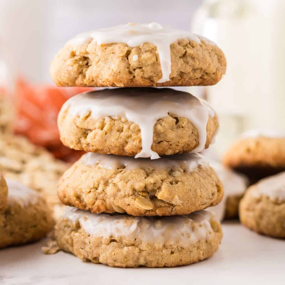 Sugar Free Iced Oatmeal Cookies, a simple and delicious dessert recipe made with oats and no added sugar. Topped with a glaze. No added sugar
