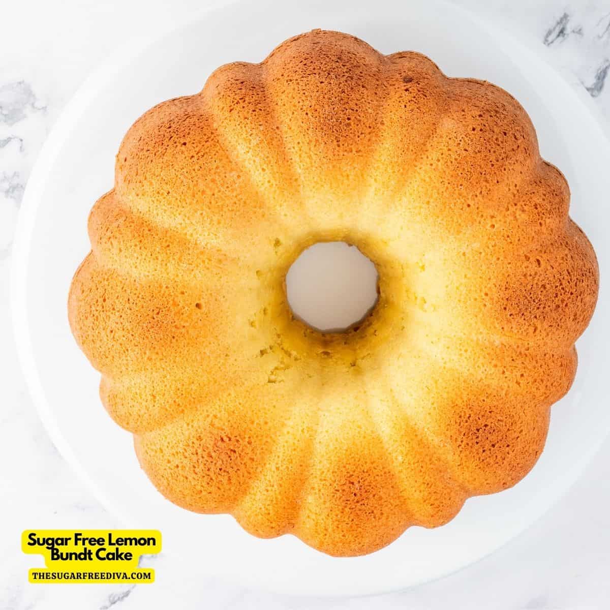 Sugar Free Lemon Bundt Cake, a delicious dessert or snack recipe made with fresh lemon juice and topped with a lemon glaze. No added sugar.