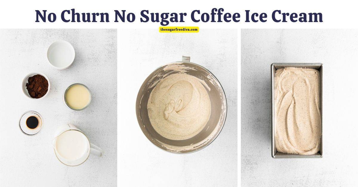 No Churn No Sugar Coffee Ice Cream, a simple sugar free five ingredient frozen dessert recipe made with espresso.