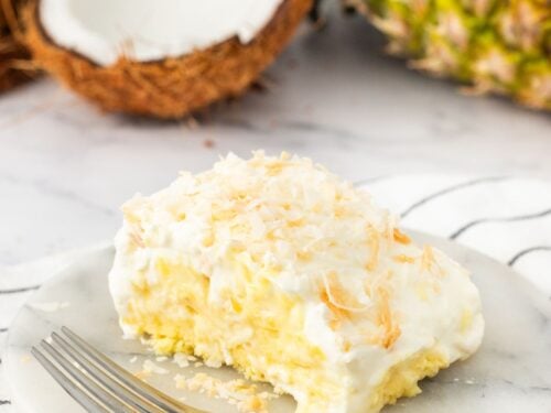 No Added Sugar Pineapple Coconut Poke Cake