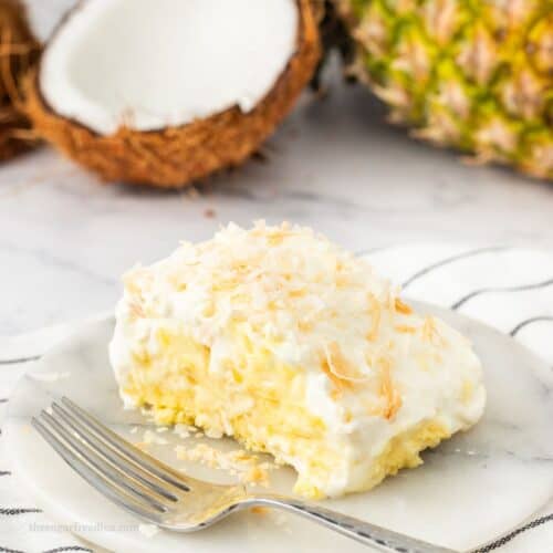 No Added Sugar Pineapple Coconut Poke Cake
