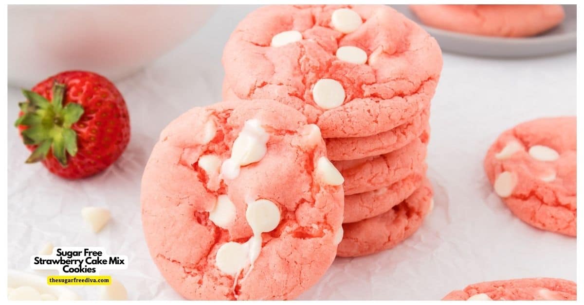 Sugar Free Strawberry Cake Mix Cookies, a simple and delicious dessert or snack recipe for chewy and soft cookies made with no added sugar. Sugar Free Strawberry Cake Mix Cookies, a simple and delicious dessert or snack recipe for chewy and soft cookies made with no added sugar.