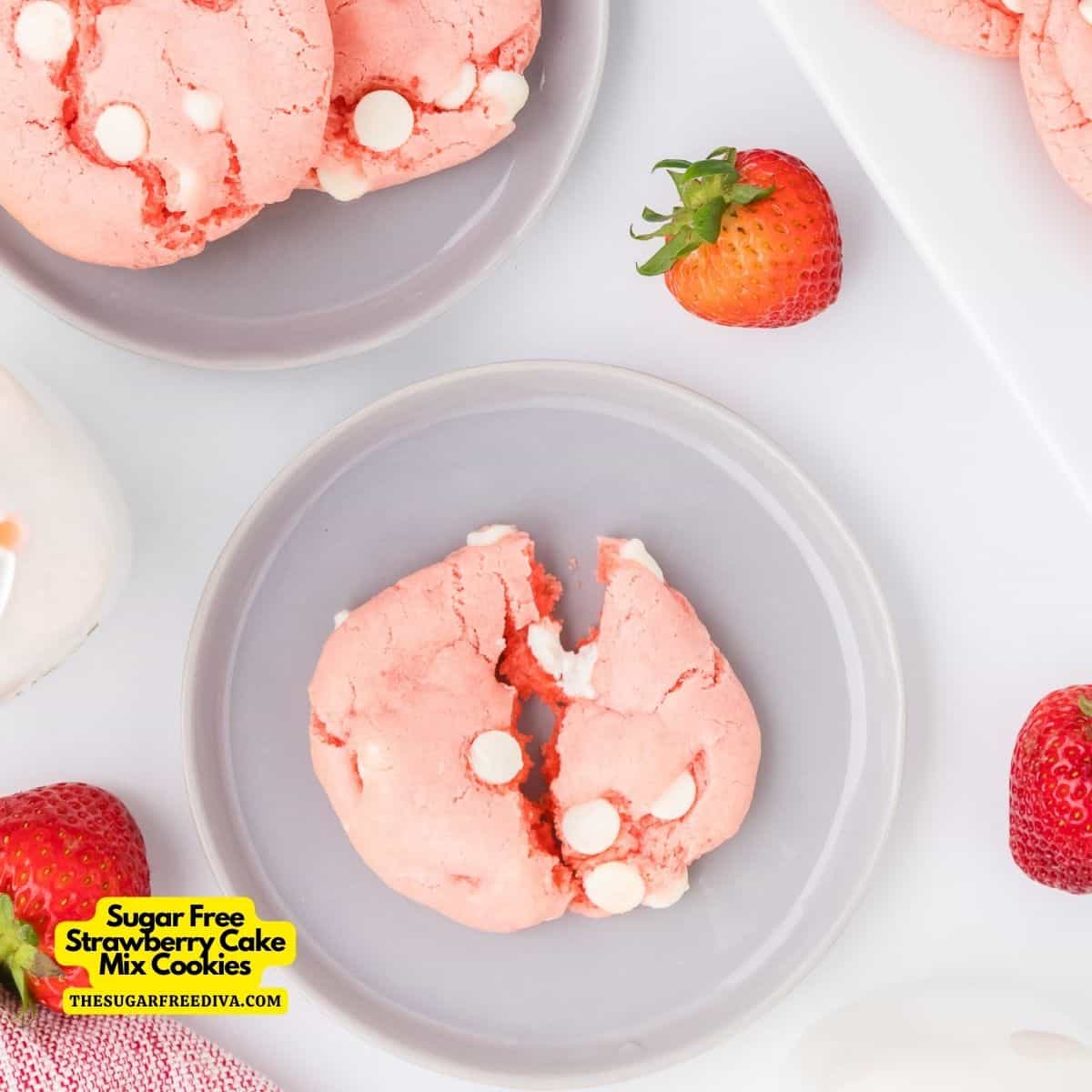 Sugar Free Strawberry Cake Mix Cookies, a simple and delicious dessert or snack recipe for chewy and soft cookies made with no added sugar.