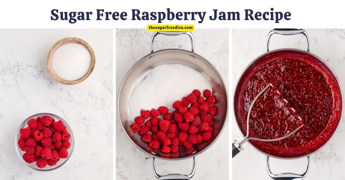 How to Make Sugar Free Raspberry Jam, delicious and simple recipes for making jam using fresh fruit and no added sugar.