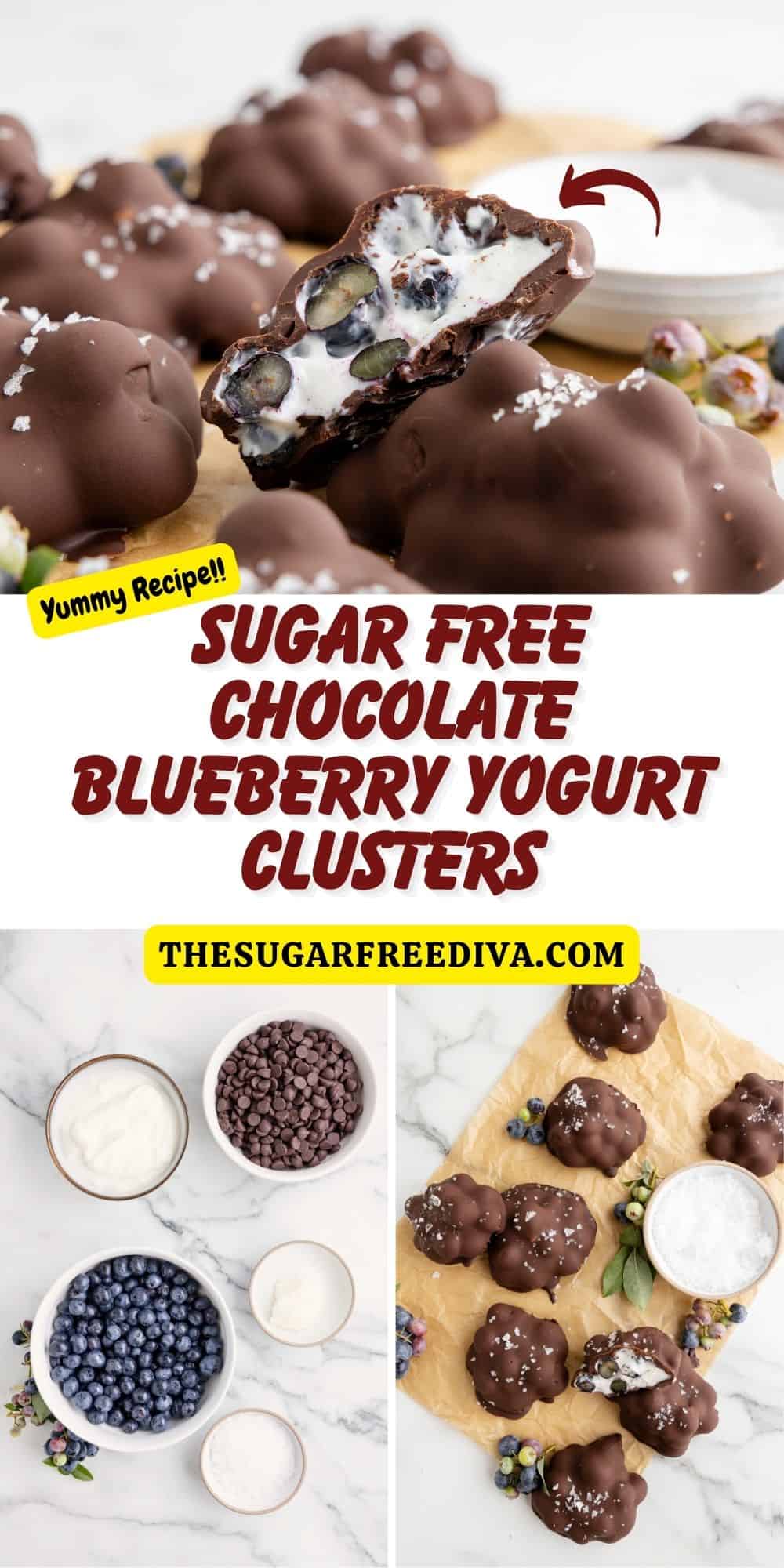 Sugar Free Chocolate Blueberry Yogurt Clusters