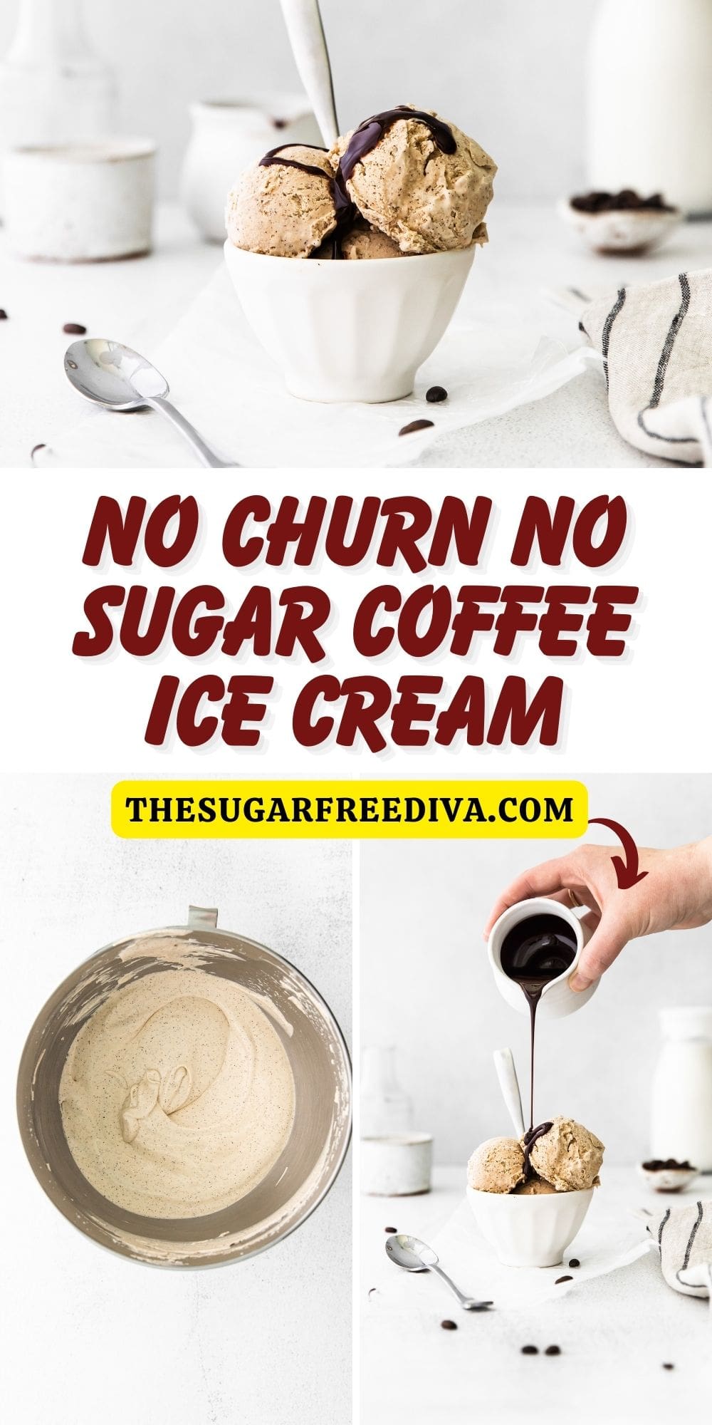 No Churn No Sugar Coffee Ice Cream, a simple sugar free five ingredient frozen dessert recipe made with espresso.