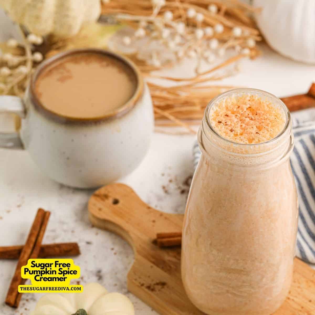 Sugar Free Pumpkin Spice Creamer, a simple fall inspired recipe made with pumpkin puree, pumpkin spice and no added sugar.