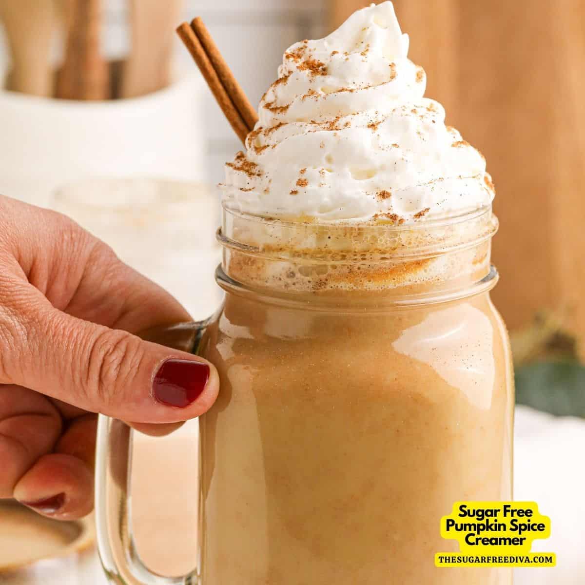 Sugar Free Pumpkin Spice Creamer, a simple fall inspired recipe made with pumpkin puree, pumpkin spice and no added sugar.
