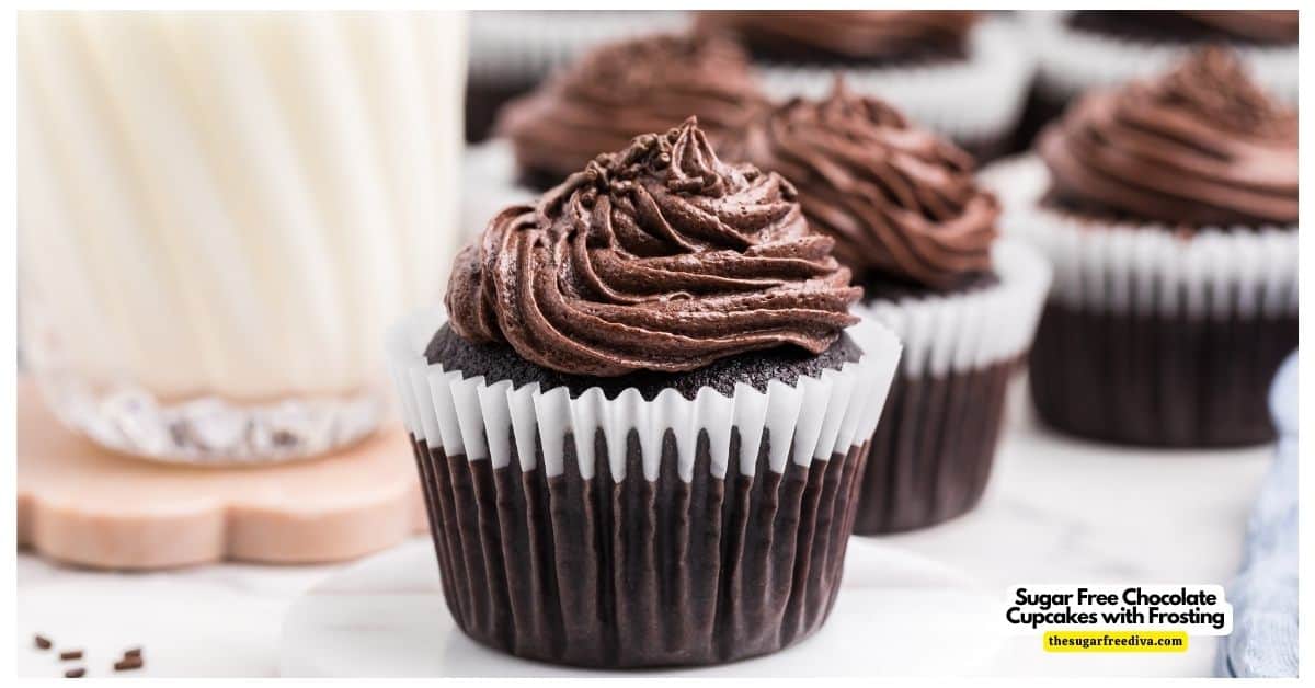 Sugar Free Chocolate Cupcakes with Buttercream Frosting, a delicious dessert recipe made from scratch with no added sugar. Sugar Free Chocolate Cupcakes with Buttercream Frosting, a delicious dessert recipe made from scratch with no added sugar.