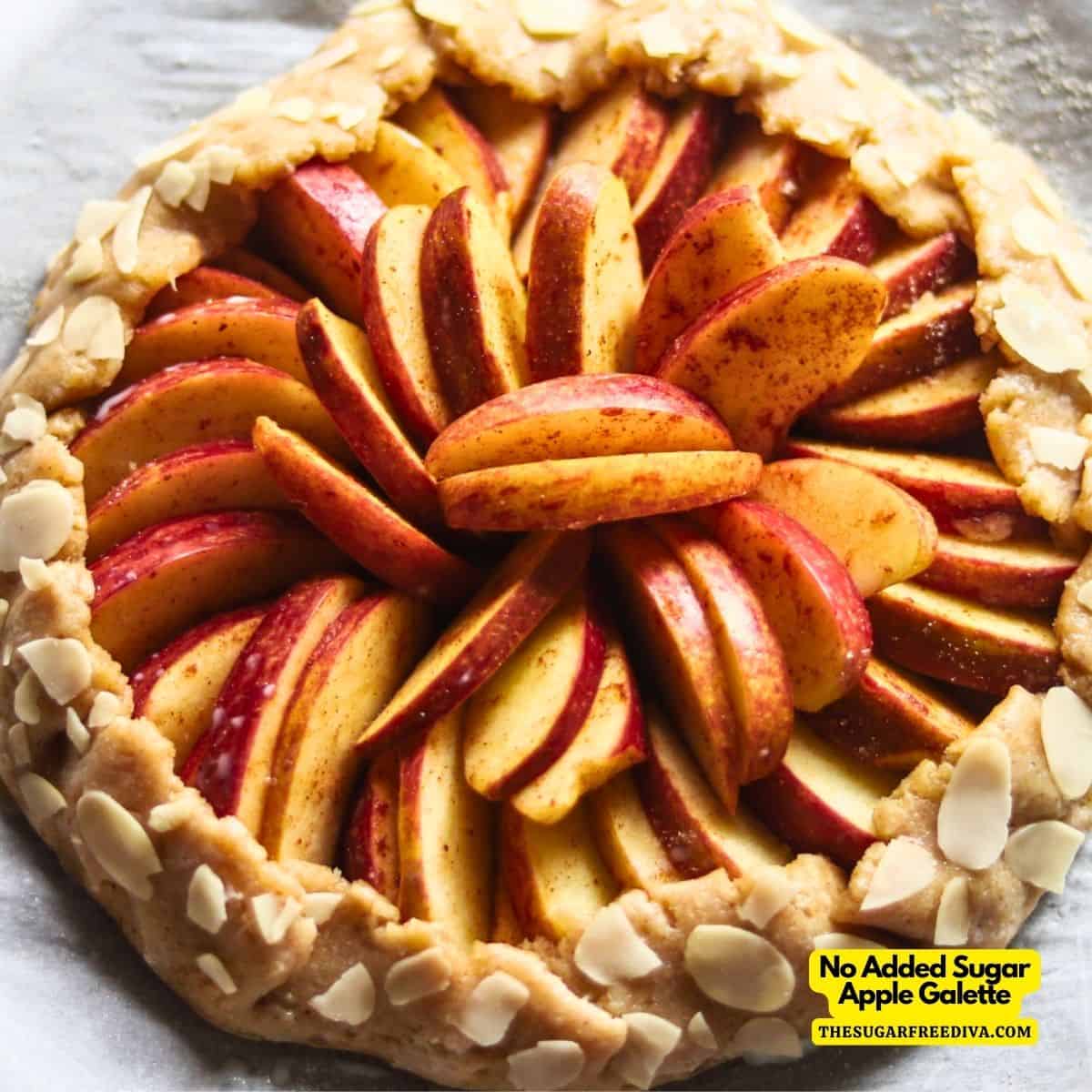 No Added Sugar Apple Galette, a delicious and simple dessert recipe made with fresh apples with cinnamon baked on a whole wheat crust.