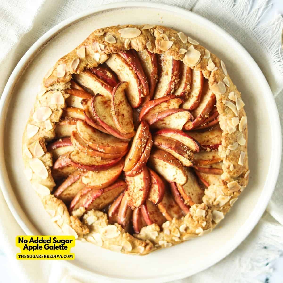 No Added Sugar Apple Galette, a delicious and simple dessert recipe made with fresh apples with cinnamon baked on a whole wheat crust.