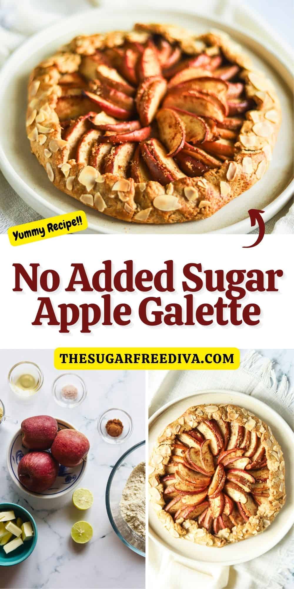No Added Sugar Apple Galette, a delicious and simple dessert recipe made with fresh apples with cinnamon baked on a whole wheat crust.