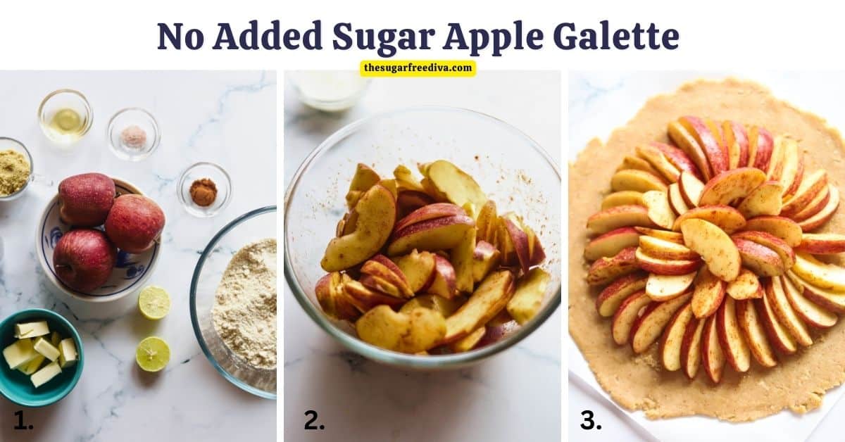 No Added Sugar Apple Galette, a delicious and simple dessert recipe made with fresh apples with cinnamon baked on a whole wheat crust.