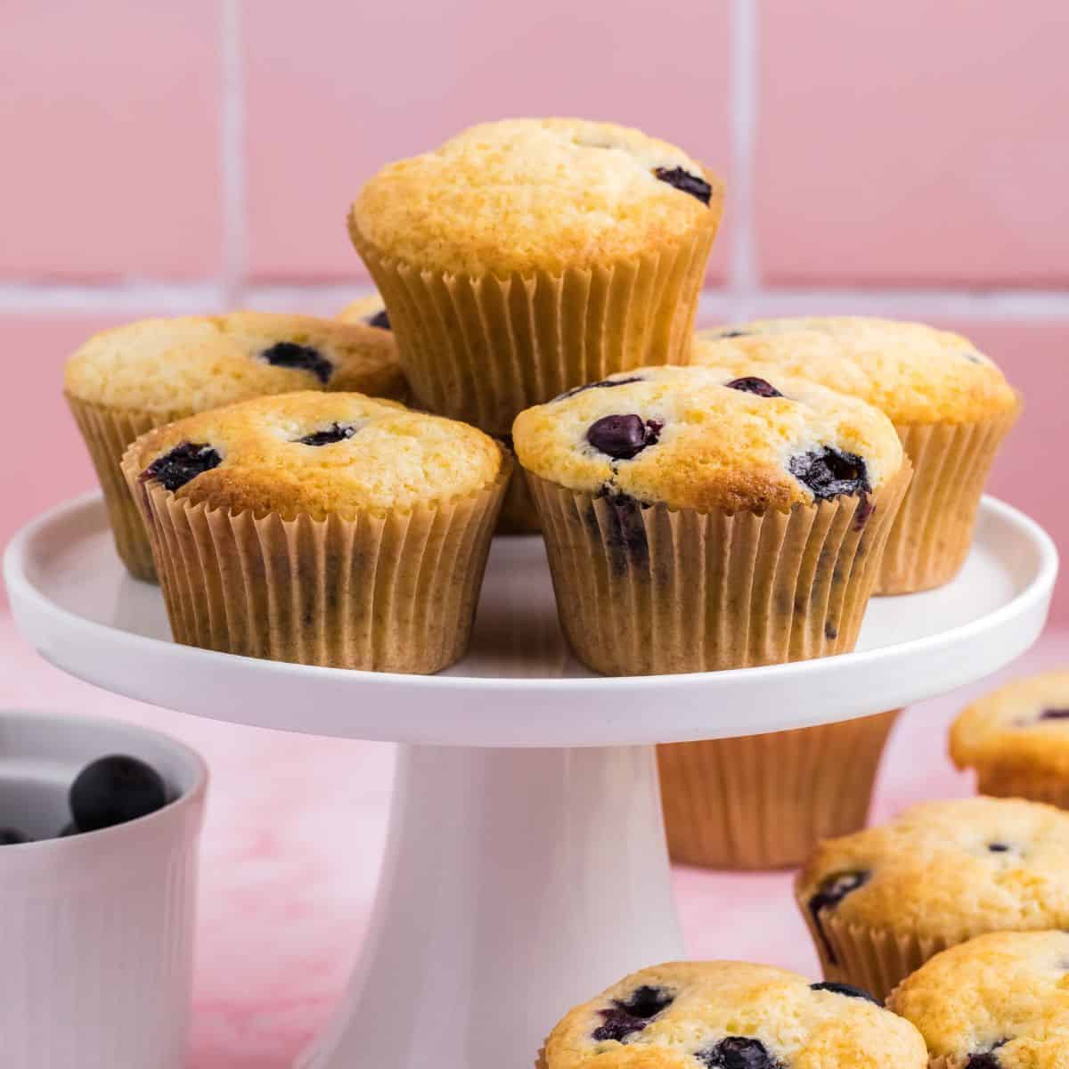 Sugar Free Cake Mix Blueberry Muffins, a quick and tasty no added sugar recipe made with yellow cake mix and fresh berries.