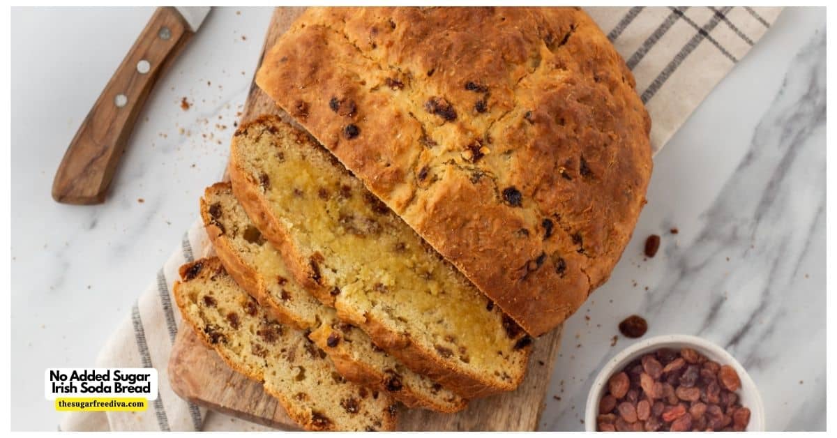 No Added Sugar Irish Soda Bread (video), a delicious and easy quick bread recipe made with buttermilk and no added sugar. No Added Sugar Irish Soda Bread (video), a delicious and easy quick bread recipe made with buttermilk and no added sugar.