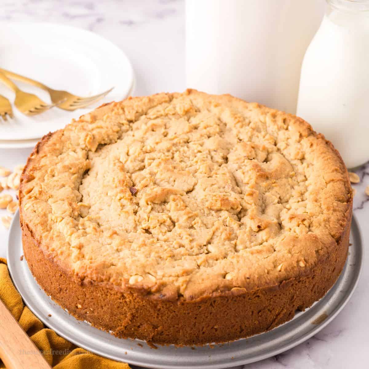 Sugar Free Peanut Butter Cookie Cake, a simple and delicious dessert recipe made from scratch with  peanuts and no added sugar.