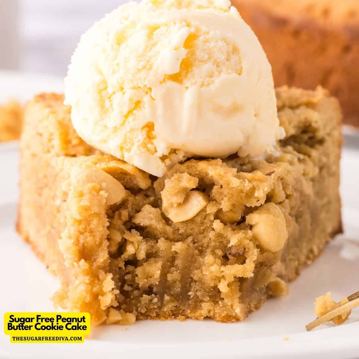 Sugar Free Peanut Butter Cookie Cake, a simple and delicious dessert recipe made from scratch with  peanuts and no added sugar.