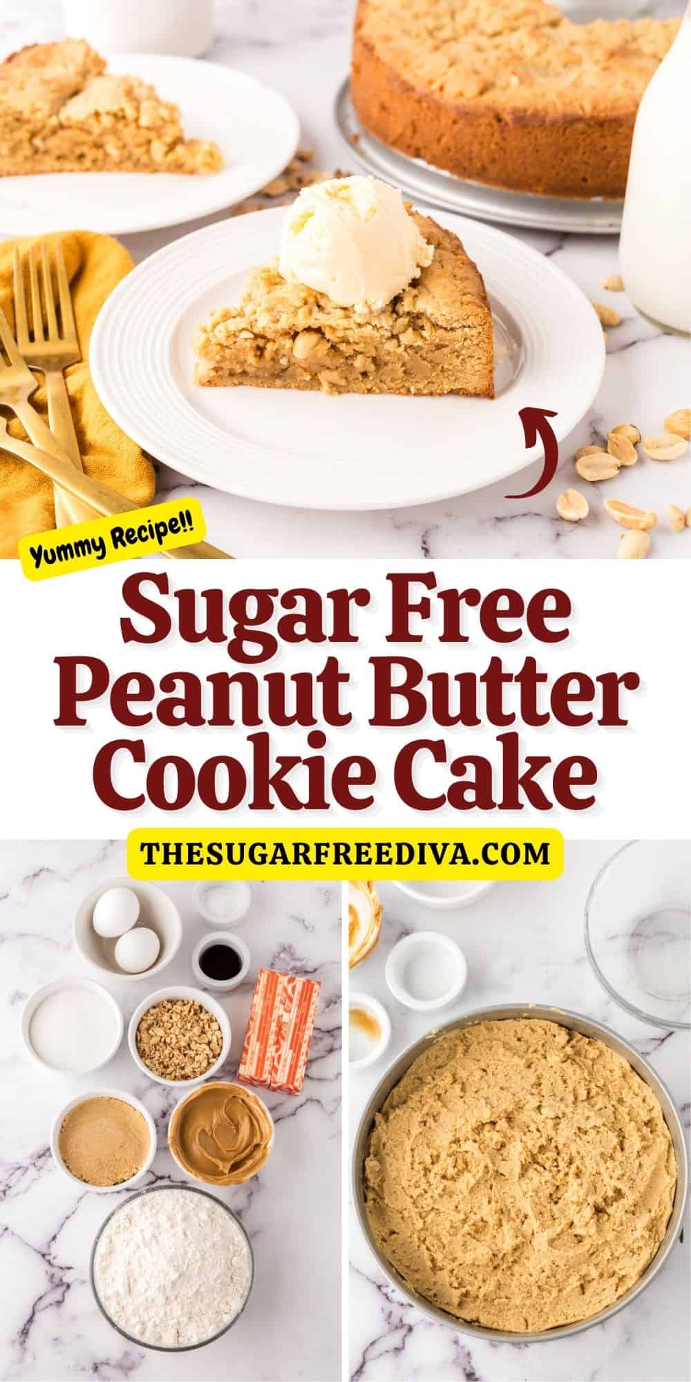 Sugar Free Peanut Butter Cookie Cake, a simple and delicious dessert recipe made from scratch with  peanuts and no added sugar.