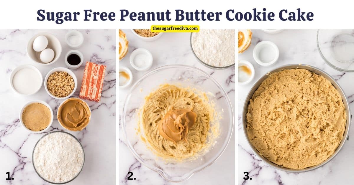 Sugar Free Peanut Butter Cookie Cake, a simple and delicious dessert recipe made from scratch with  peanuts and no added sugar.