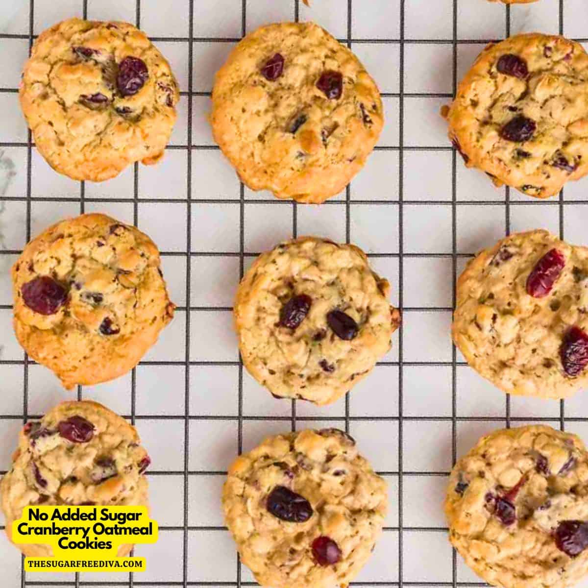No Added Sugar Cranberry Oatmeal Cookies, a simple and delicious cookie recipe made with Dried Cranberries and Old Fashioned Oats.
