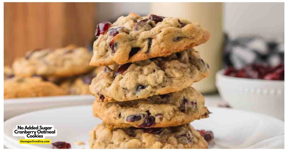 No Added Sugar Cranberry Oatmeal Cookies, a simple and delicious cookie recipe made with Dried Cranberries and Old Fashioned Oats. No Added Sugar Cranberry Oatmeal Cookies, a simple and delicious cookie recipe made with Dried Cranberries and Old Fashioned Oats.