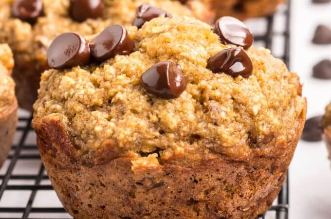 No Added Sugar Banana Oatmeal Chocolate Chip Muffins