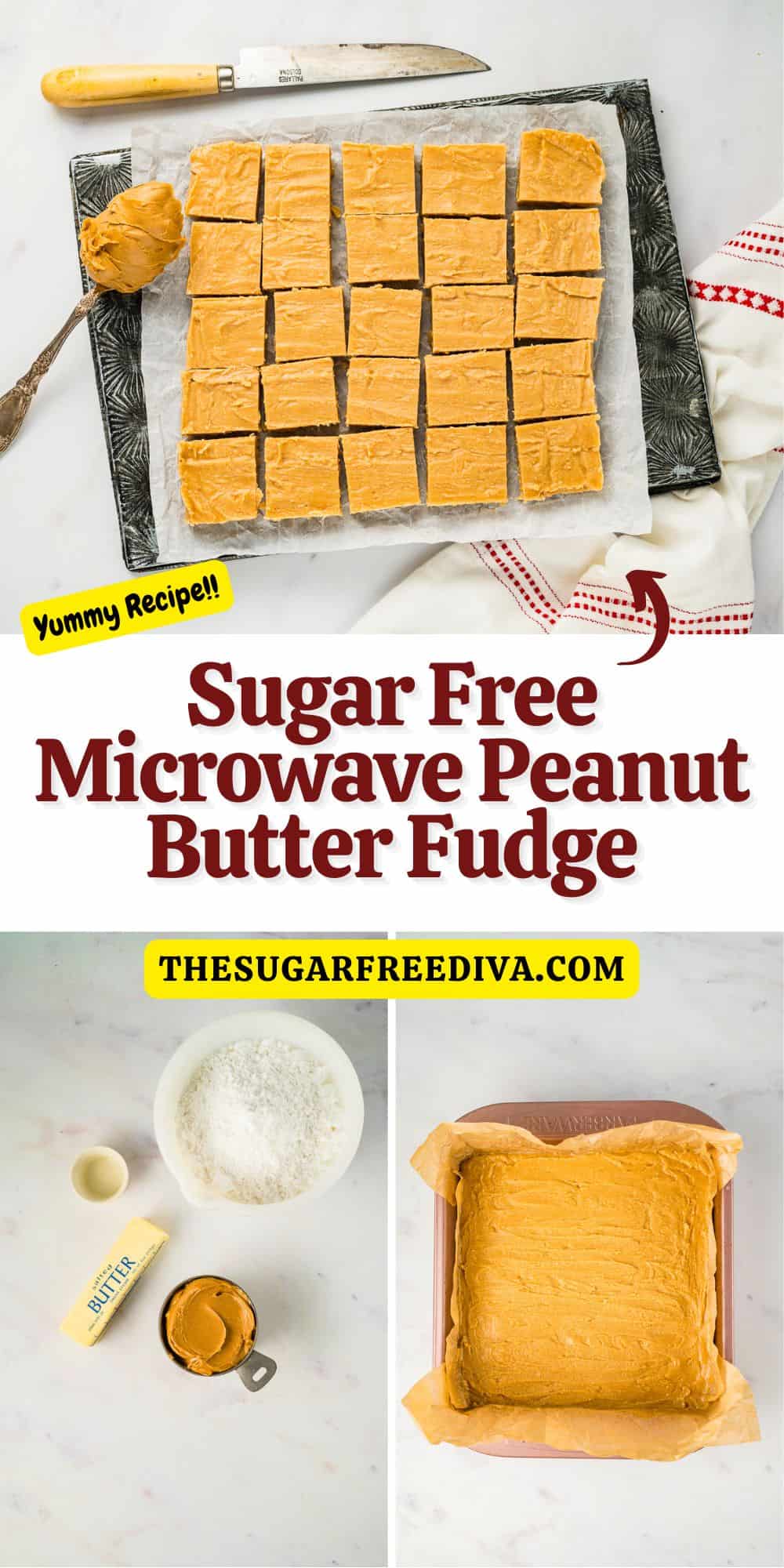 Sugar Free Microwave Peanut Butter Fudge , a quick and easy no added dessert recipe made with four ingredients in about five minutes.