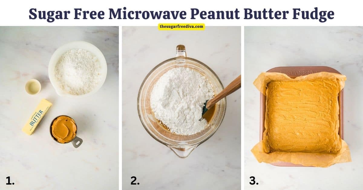 Sugar Free Microwave Peanut Butter Fudge , a quick and easy no added dessert recipe made with four ingredients in about five minutes.