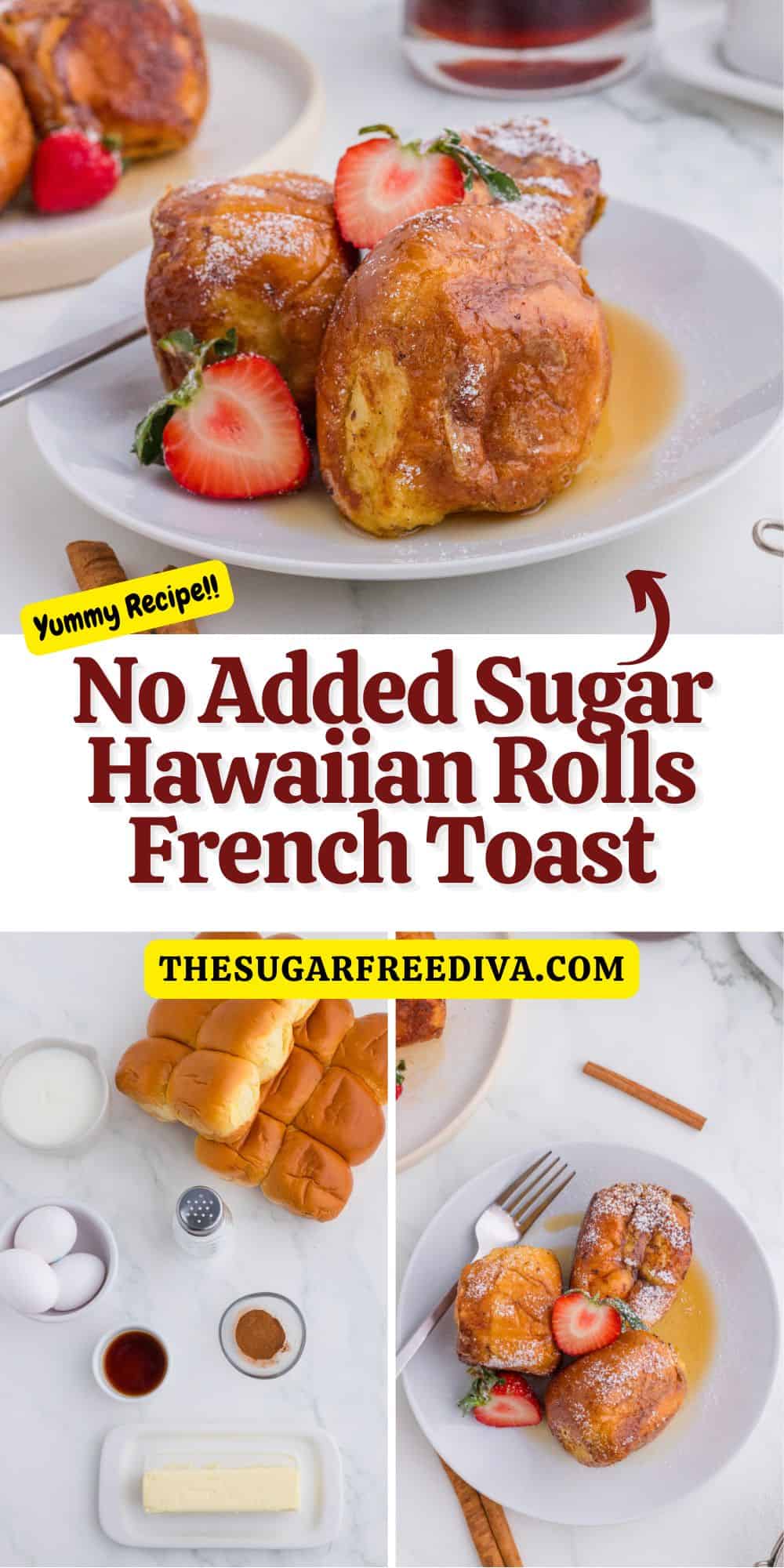 No Added Sugar Hawaiian Rolls French Toast, a quick and delicious skillet breakfast or brunch recipe made in about 20 minutes.