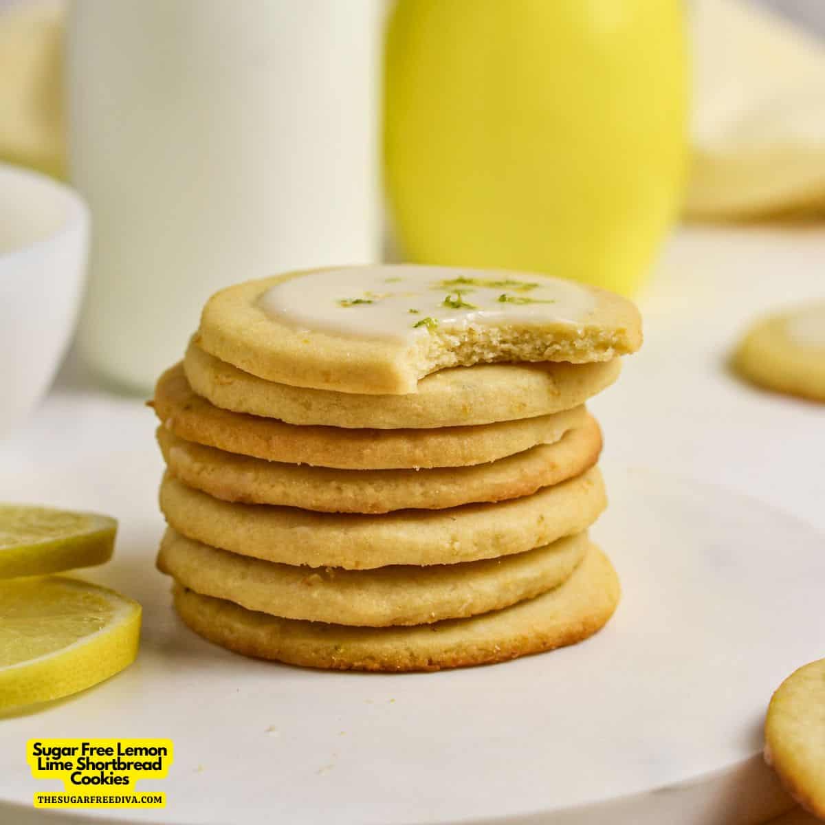 Sugar Free Lemon Lime Shortbread Cookies, a delicious no added sugar recipe for buttery cookies with a hint of citrus