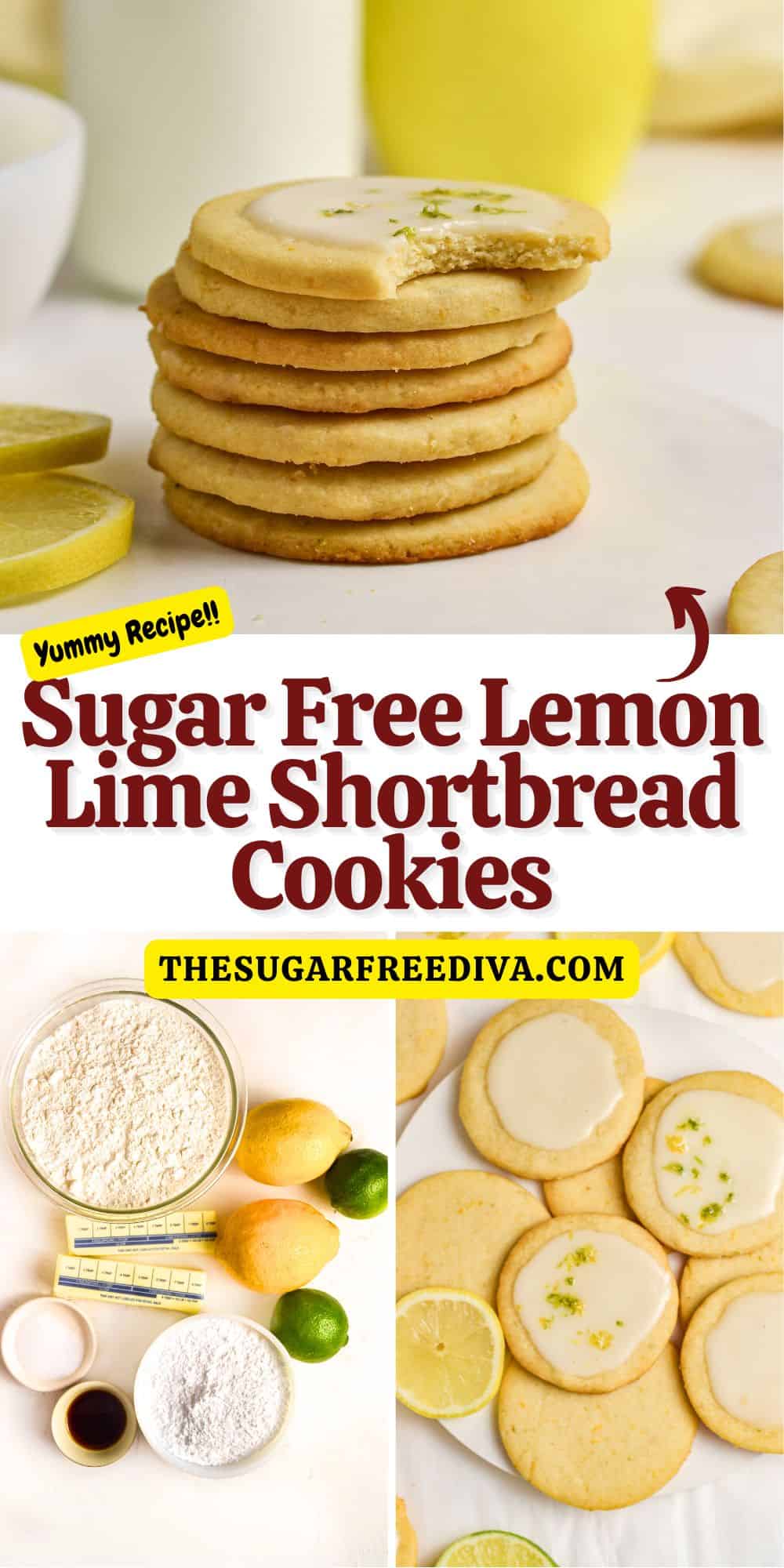 Sugar Free Lemon Lime Shortbread Cookies, a delicious no added sugar recipe for buttery cookies with a hint of citrus